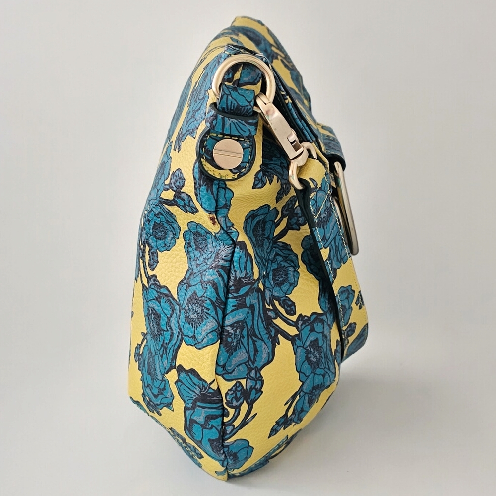 Foley + Corinna Kayla Lemon & Teal Floral Print  Vegan Foldover Tote Bag - Picture 4 of 6